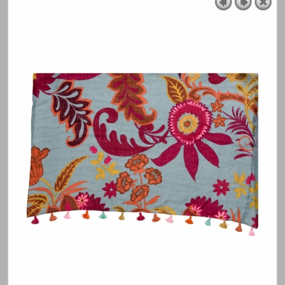 Spartina 449 Infinity Scarf with Tassels Indian Flower  - NWT Retired Pattern - Picture 3 of 9